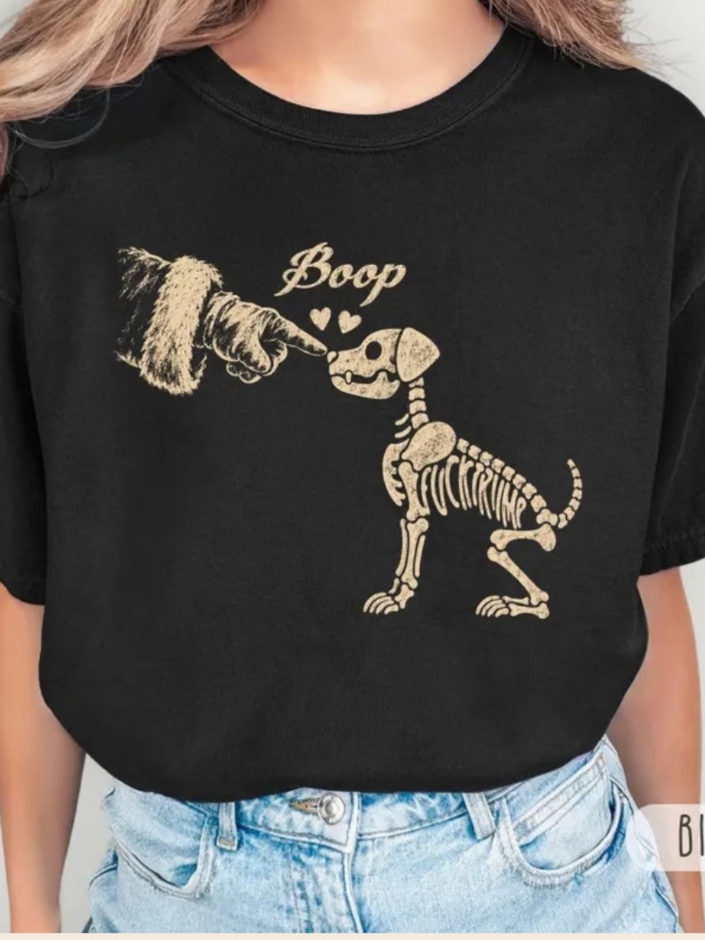 Skeleton Dog Graphic Tee - Black Cute Dog For Unisex
